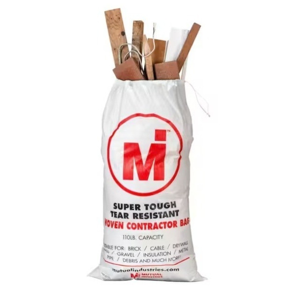Contractor White Woven Reinforced Trash Bags with Drawstring Closure 20 Count